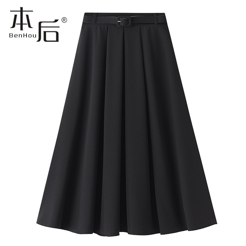 8207  送腰带港风复古高腰显瘦西装半身裙女夏中长款新款a字裙子