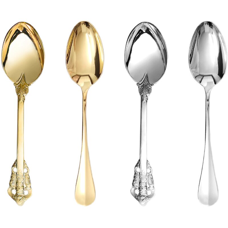 金色勺子欧式漂亮精致的家用不锈钢甜品点心燕窝专用法式复古勺子
