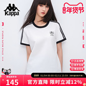 Kappa卡帕 t恤女运动休闲显瘦上衣 休闲宽松圆领短袖 2025夏季 新款