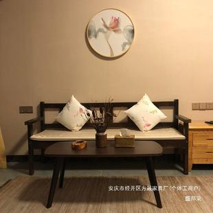 工厂长形凳家用三人椅阳台靠背椅实木休闲客厅双人沙发户外复古