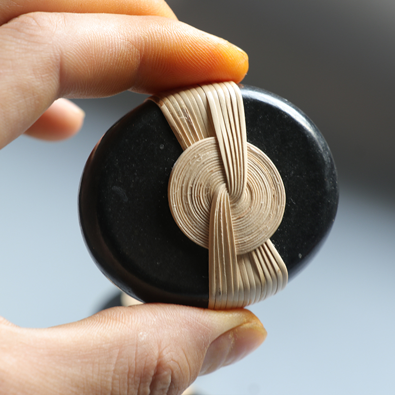 小宽竹工创意笔搁茶宠镇纸石敢当摆件凤尾结手工编织传统竹编工艺