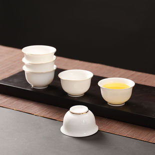 羊脂玉白瓷主人杯品茗杯单个茶盏家用陶瓷待客喝茶功夫小茶杯