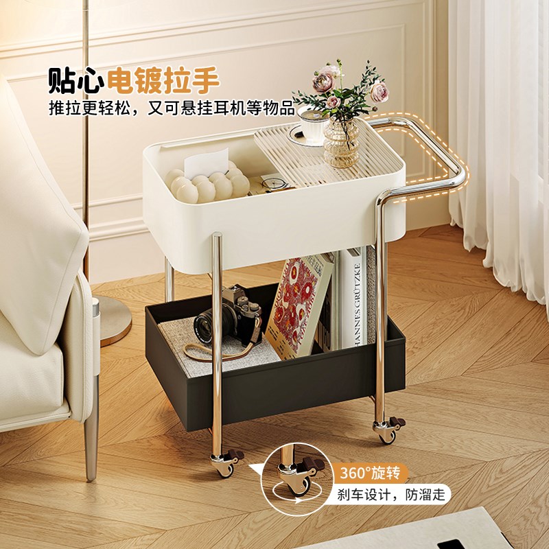 创意沙发边几茶几可移动客厅零食小推车置物架家用边柜轻奢高级感