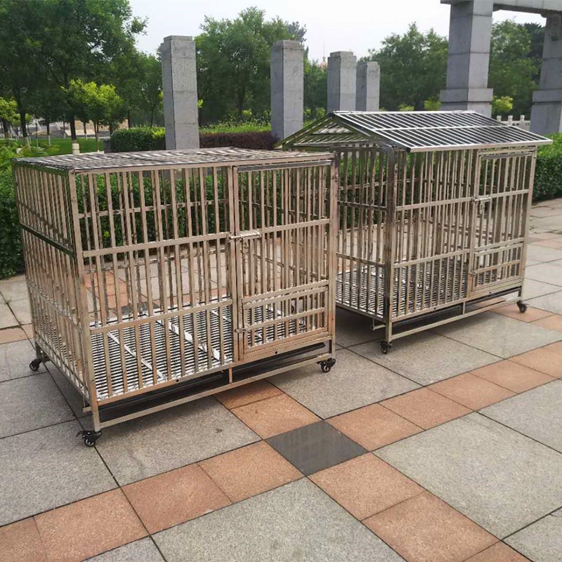 全方管不锈钢狗笼子大中小型犬宠物笼室外带厕所加粗加厚特大狗笼