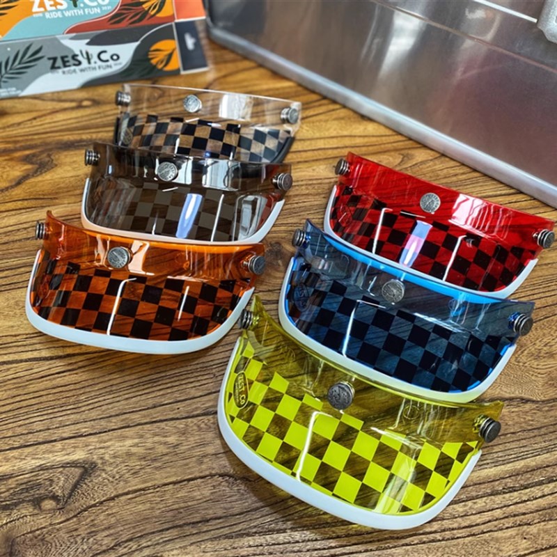 台湾ZEST黑白棋盘格复古骑士头A盔帽檐遮阳防风三扣可调节装饰帽