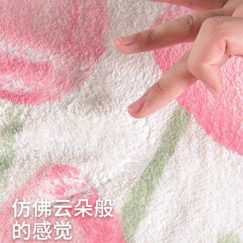 卡通地毯卧室床边毛毯家庭客厅女孩在风粉红色长发彷羊绒全厚地板