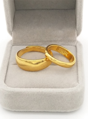 时尚日韩沙金戒指男女情侣对戒活口镀金结婚仿Q真黄金戒指饰品礼
