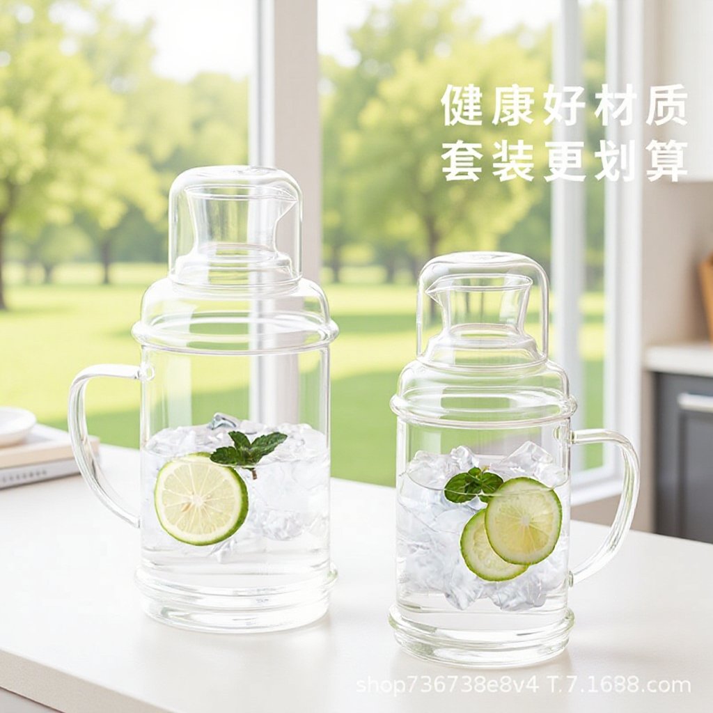 玻璃冷水壶家用加厚耐高温防爆大容量凉水壶白开水冷藏透明玻璃壶