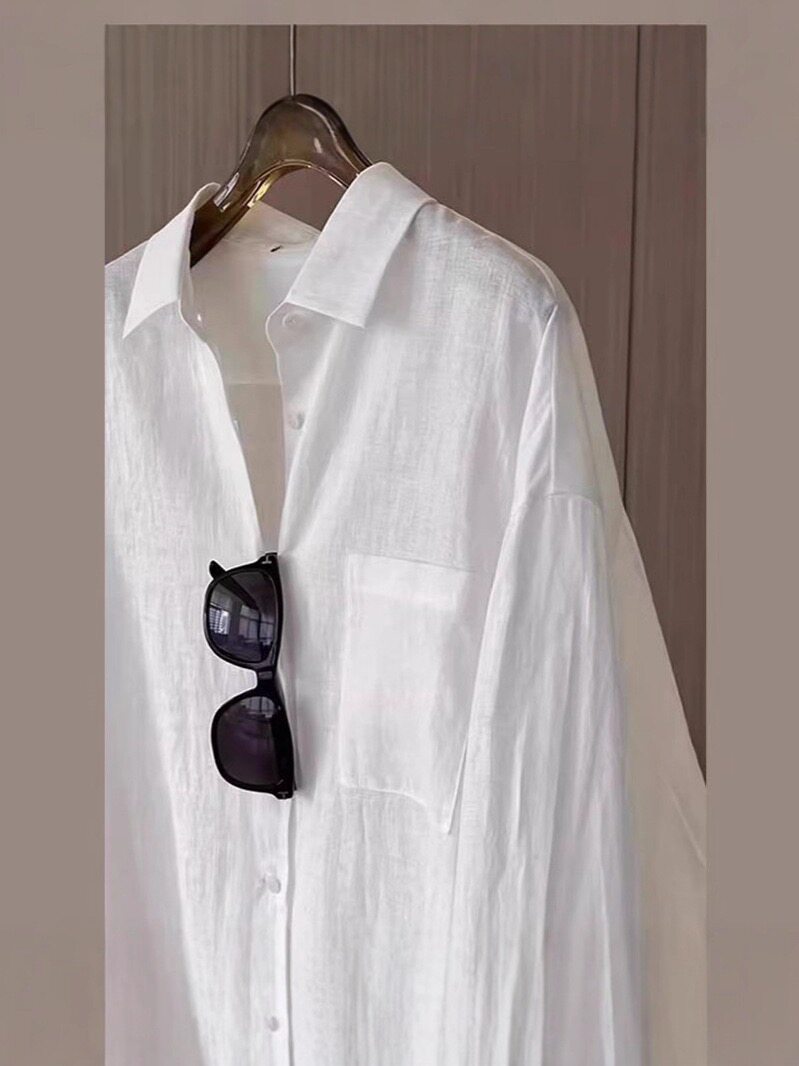 品牌专柜撤柜女装外贸原单亚麻长袖衬衫宽松休闲百搭上衣