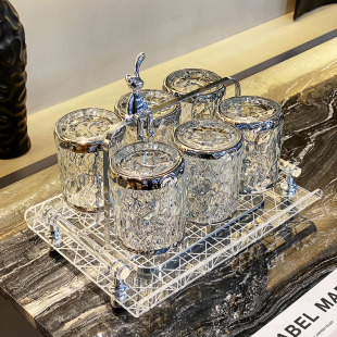 家用待客耐热y喝水杯茶杯轻奢高档客厅泡茶杯酒 高颜值玻璃杯套装