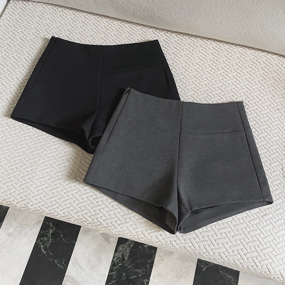 热女孩灰色西装短裤妇女的夏天高腰修身弹力妇女团体下装失踪外穿