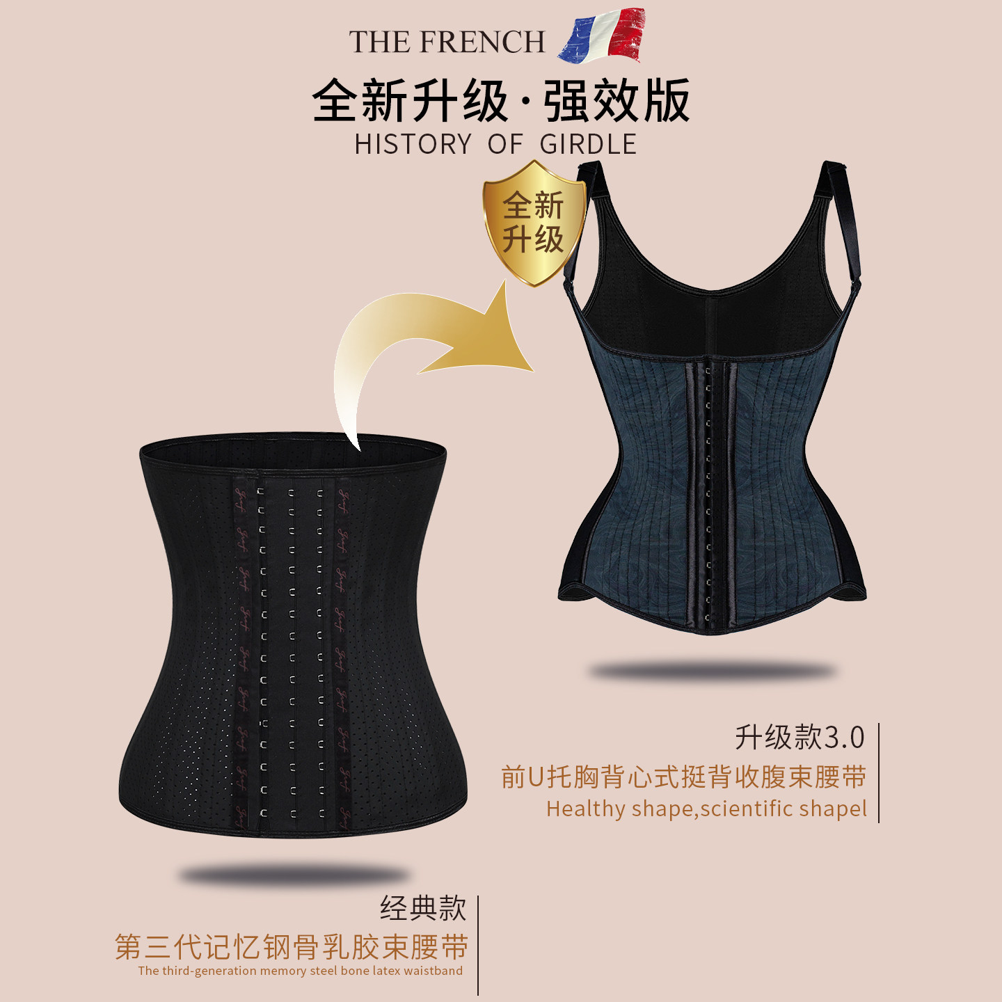 强压塑身背心塑身衣上半身2025新款托胸身材管理器腰背夹胖mm大码