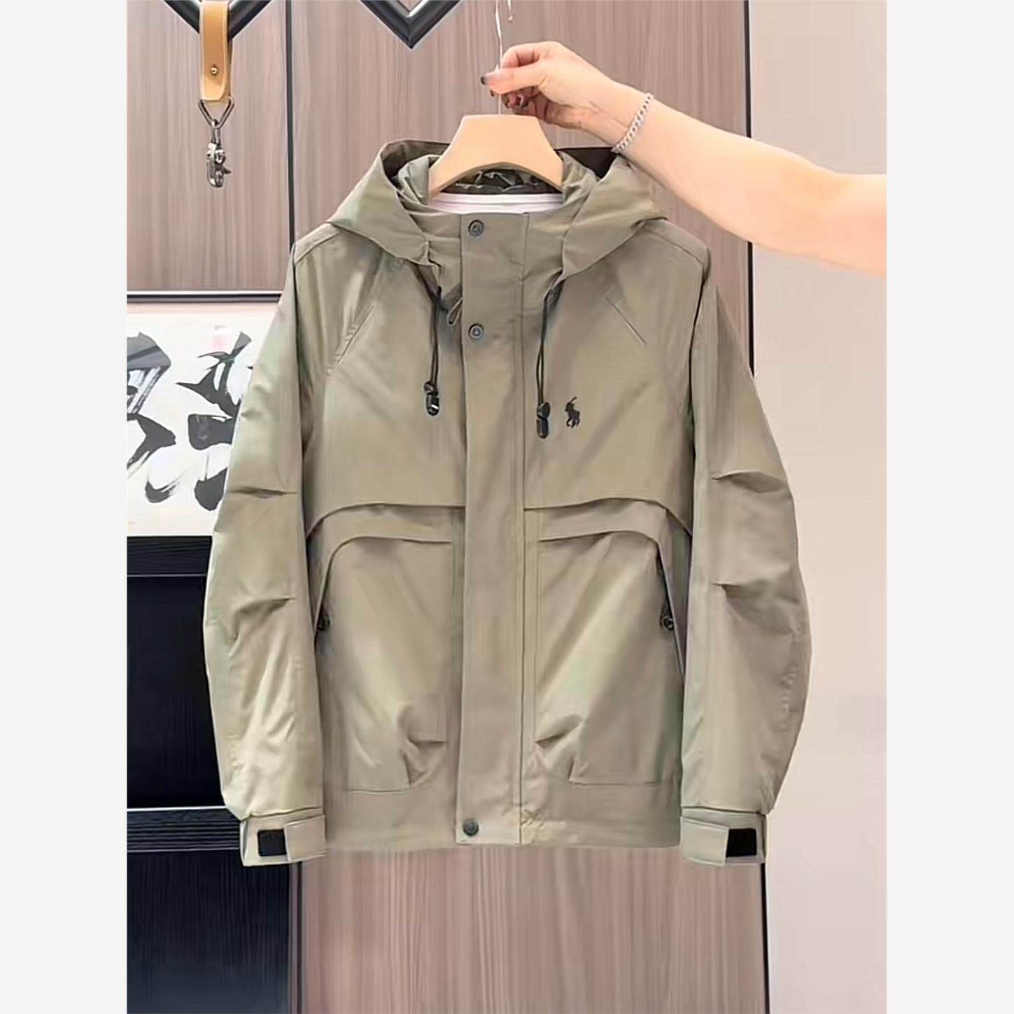 秋季新款冲锋衣男士外套痞帅时尚青年防风连帽夹克休闲工装外套男