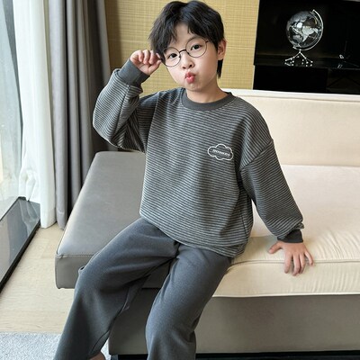 儿童睡衣套装秋冬款2024新款男童冬季德绒保暖家居服男孩内衣套装