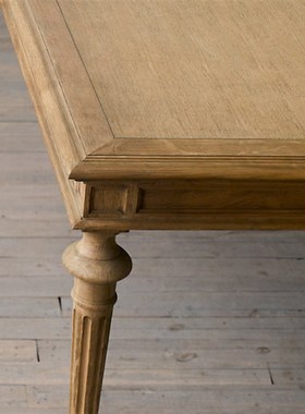 法式乡村复古实木橡木长餐桌美国RH原单茶桌美式简约客厅家用饭桌