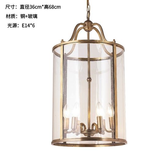 跨境美式轻奢客厅灯别墅酒店工程装饰玻璃圆筒笼子简欧吊灯