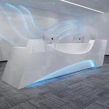定制公司前台吧台商用酒店接待台收银台烤漆简约现代大理石办公桌