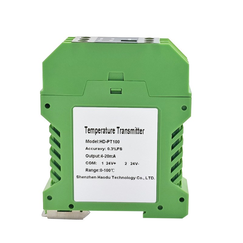 导轨式温度变送器模块0-10V热电阻PT100隔离变送器输出4-20mA