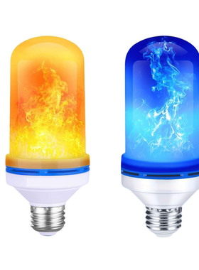 三档跳动LED火焰灯泡E27螺口适用酒吧道具 黄蓝双色高配置102珠