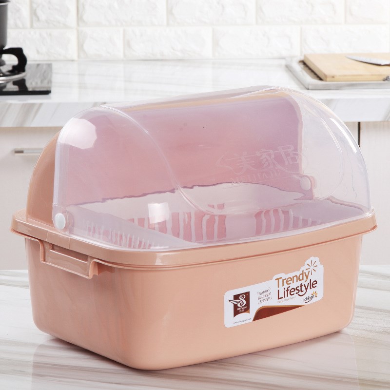 碗柜带盖装碗筷塑料晾餐具收纳盒防尘碗碟置物架碗筷收纳箱放碗架