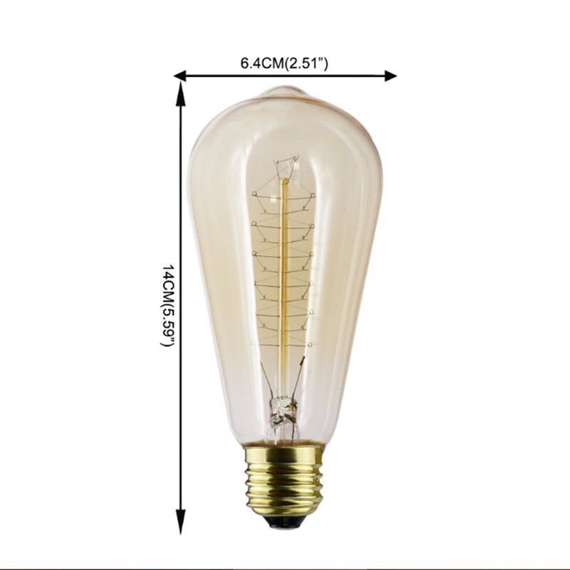 zgST64吊钟泡奶嘴泡st58复古钨丝茶色灯泡E27老式灯e14st48st38