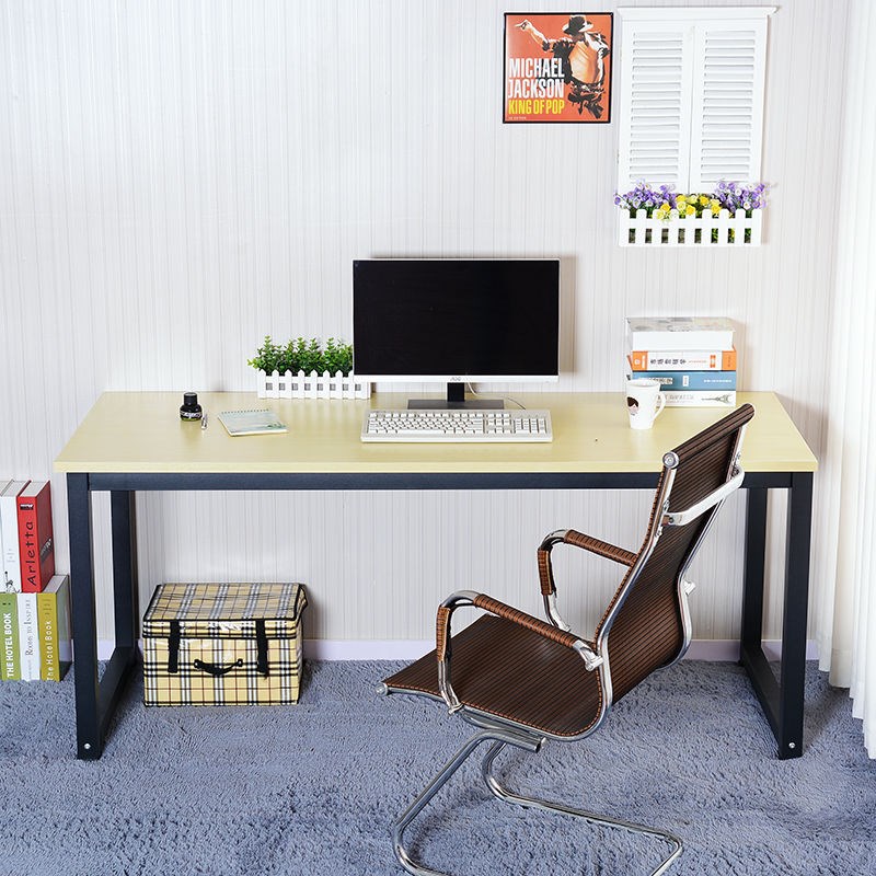 电脑桌台式家用写字台书桌学习桌简约现代钢木办公桌