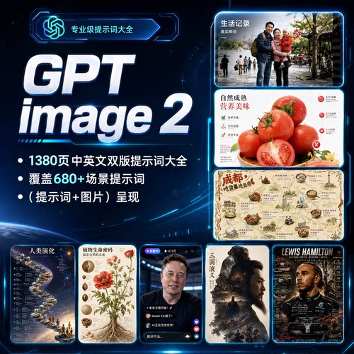 Image2使用教程+提示词全套30种分类百种示例指令合集