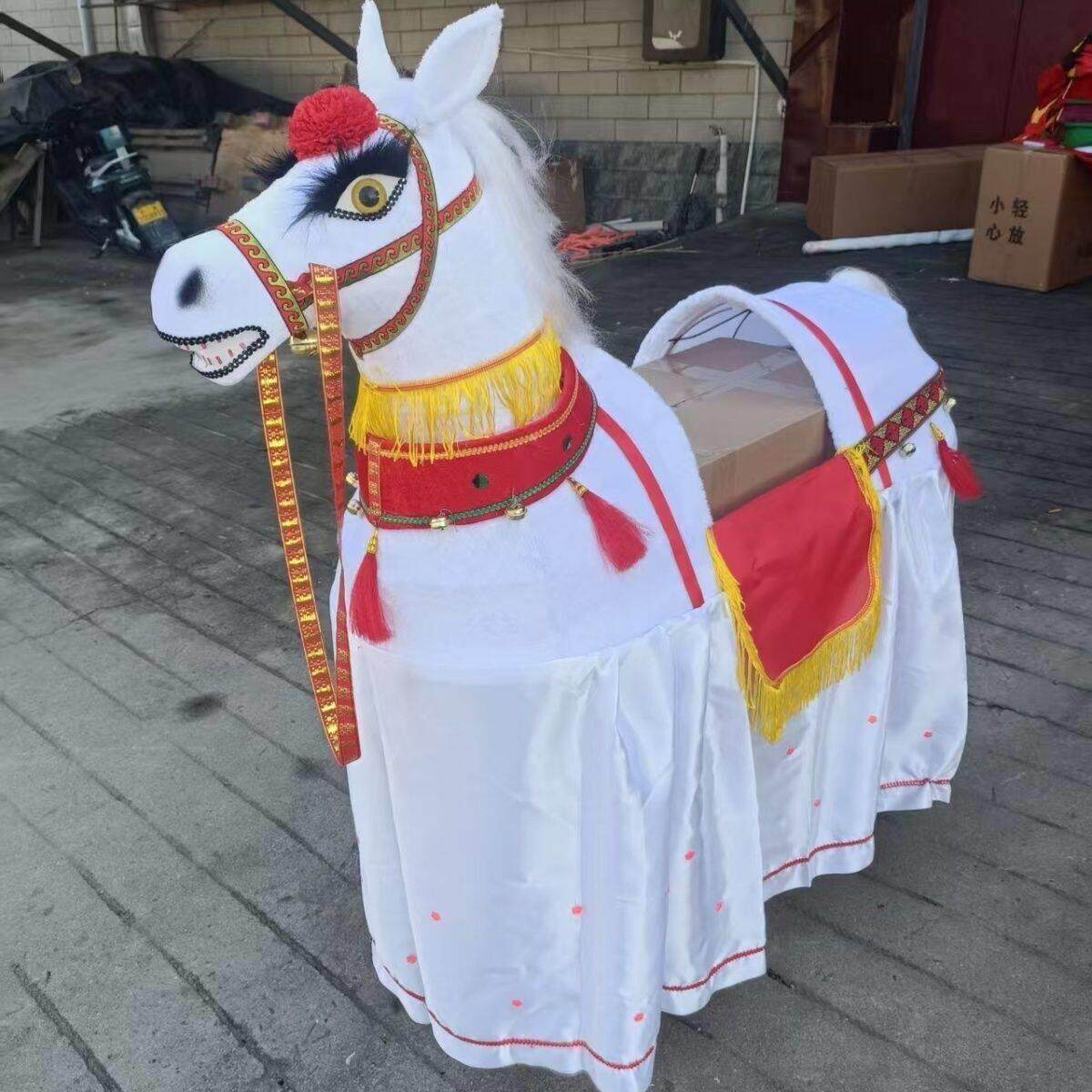 毛驴白龙马演出道具秧歌民间布马旱船社火舞龙竹马舞狮表演红马