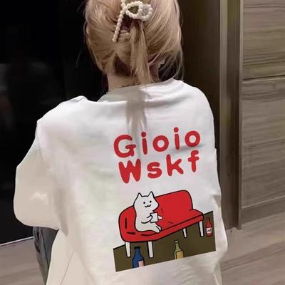 白色短袖t恤女纯棉2025新款爆款夏季正肩设计感美式半袖宽松上衣