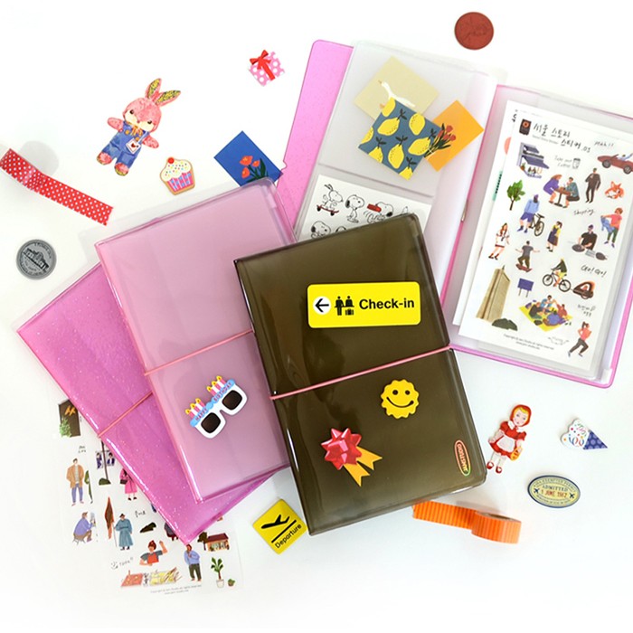 jamstudio韩国果冻透明贴纸离型收纳袋本收集册PVC绑带剪贴本簿