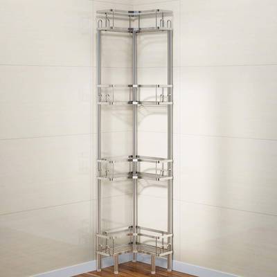 不锈钢卫生间置物架三脚浴室转角架三角落地多层墙角洗澡间收纳架