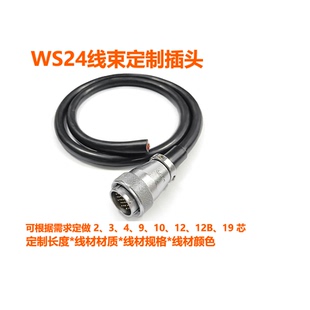 威浦WS24航空插头带线连接线2P12芯19针双公头延长线公母头线磊福