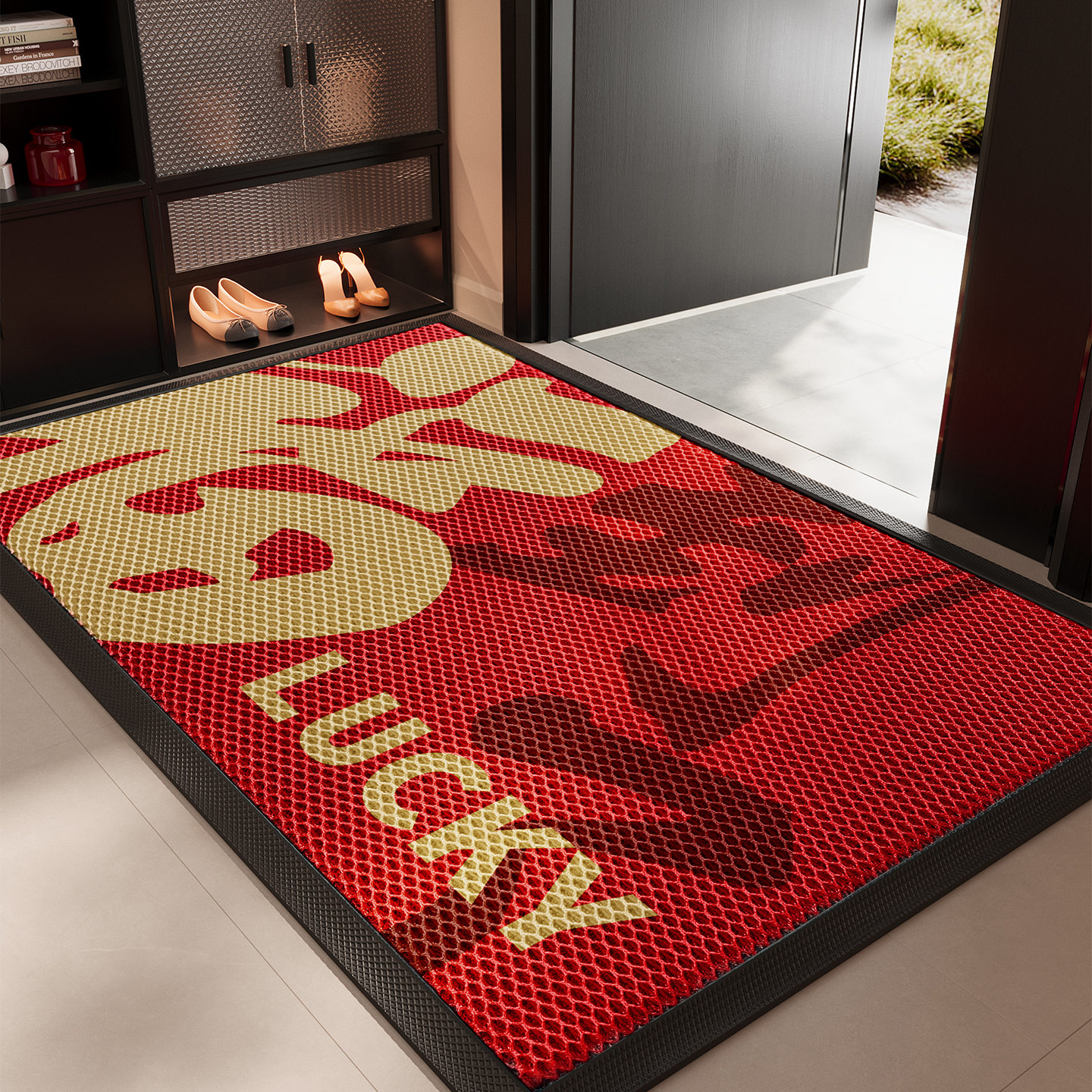 入户门地垫红色喜庆高端防滑脚垫