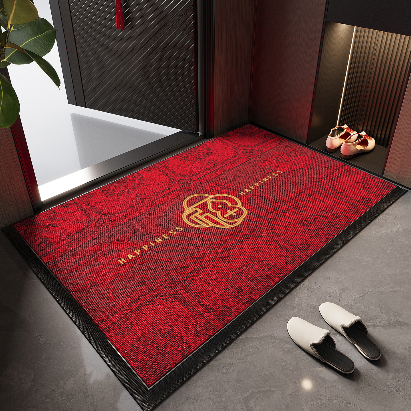 入户门红色地垫耐脏除尘地门地垫