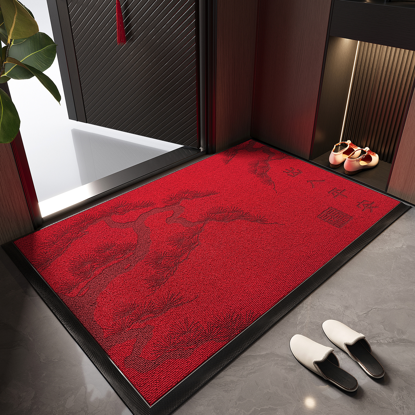 红色入户门地垫高端喜庆防滑脚垫