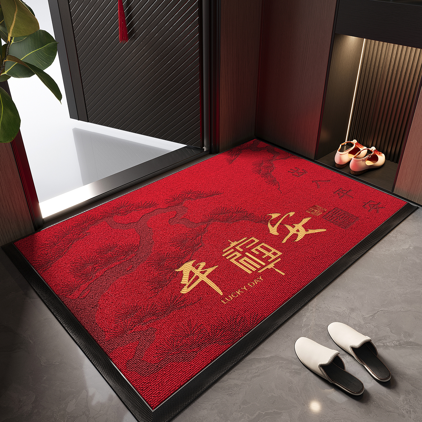 红色入户门地垫高端喜庆防滑脚垫