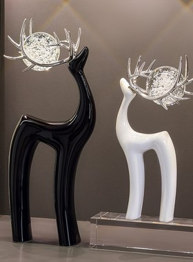 福鹿装饰摆件轻奢高档客厅玄关酒柜电视I餐边柜桌面工艺品乔迁礼