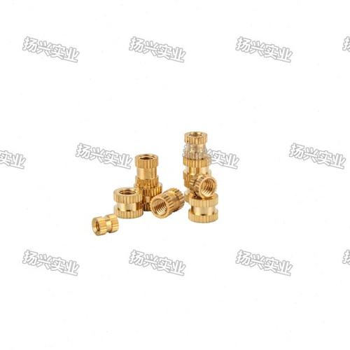 M3铜螺母热熔热压铜螺母注塑螺母铜镶件工字直花压花螺母可定制