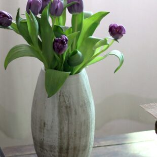 日式粉引陶瓷大号花瓶 复古民宿风手工花器 空间用亚光装饰品摆设