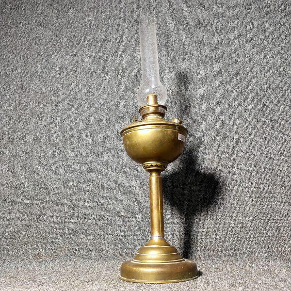 19世纪欧洲老式西洋古董黄铜高脚煤油灯玻璃罩后配高62cm