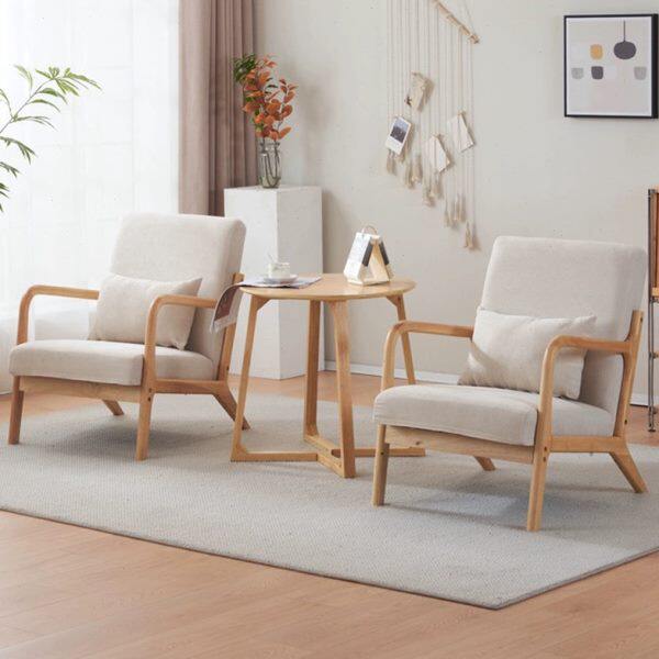 日式卧室阳台网红小户型客厅原木懒人双人椅子单人小沙发茶几组合