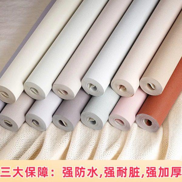 客厅温馨暖色简约素色强防水背景墙纸卧室肤色浅粉强耐脏水洗壁纸