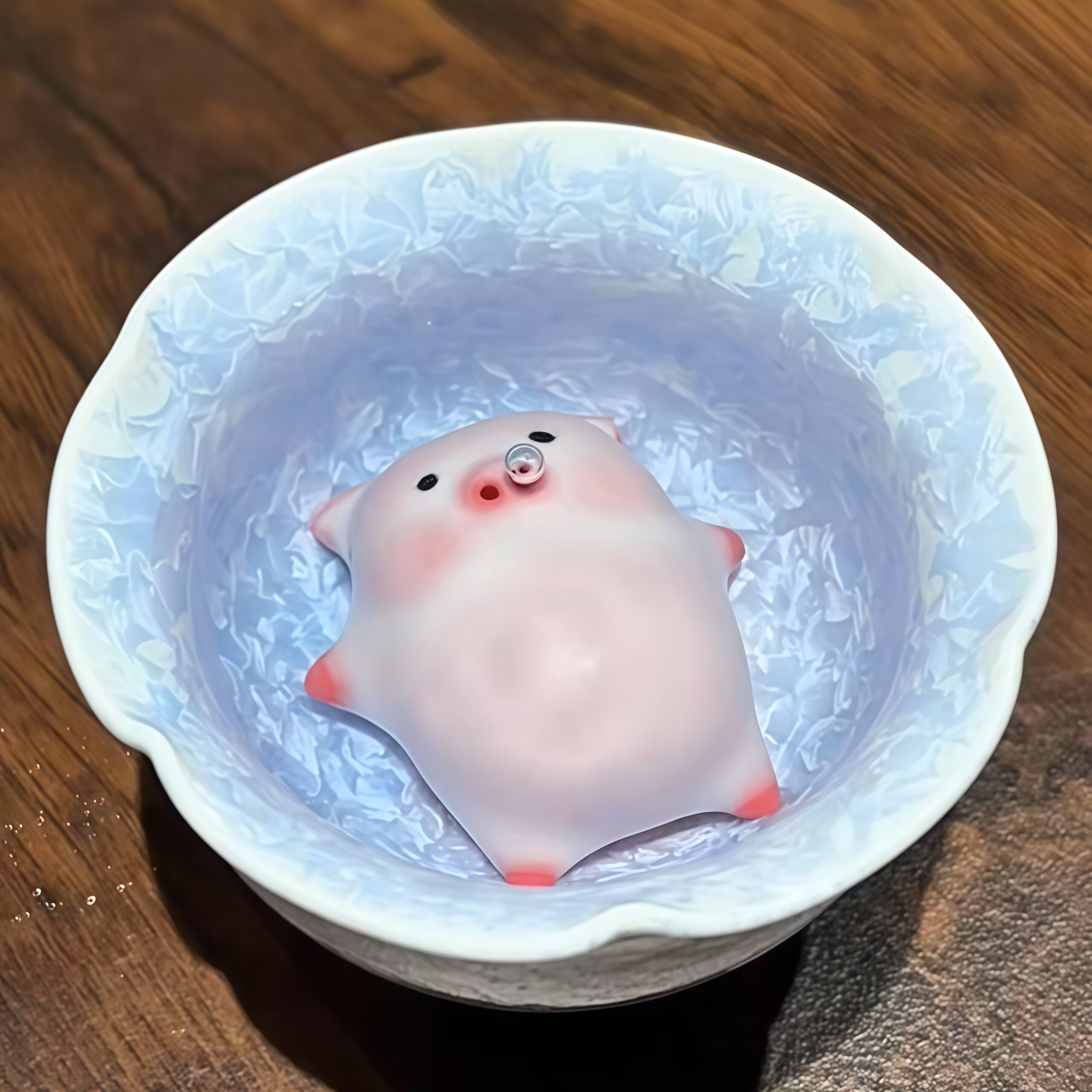 吐泡泡小猪茶宠可爱摆件可养茶玩泡茶家用茶盘装饰创意治愈系摆