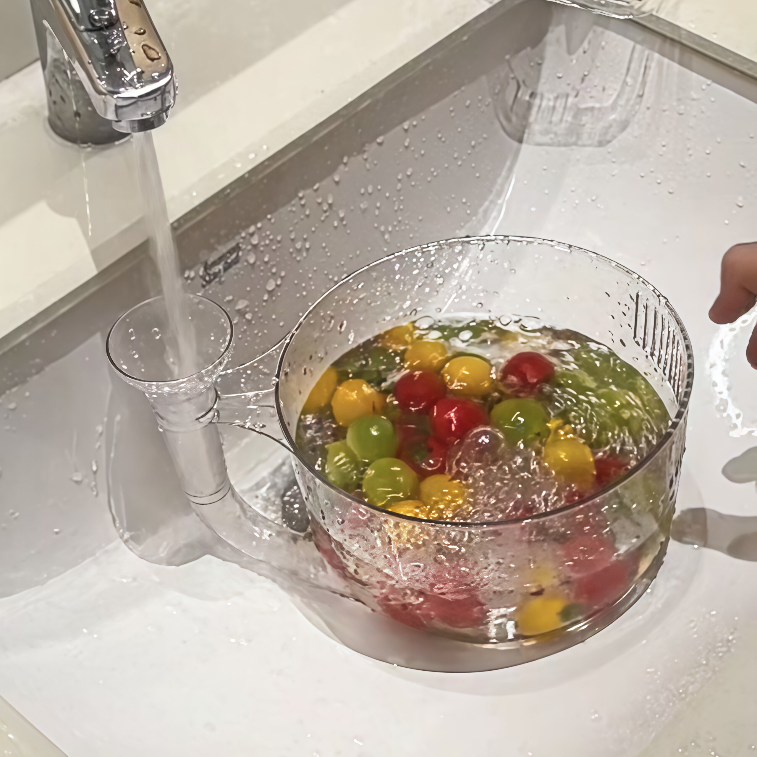 水果自动清洗沥水篮透明蜗牛沥水篮洗碗池过滤家用厨房洗水果神器