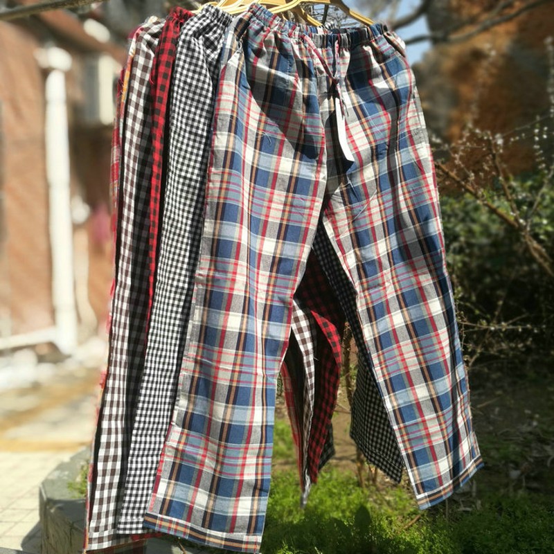 春季情侣新款睡裤家居裤长裤男女纯棉布加大加肥休闲裤舒适居家裤