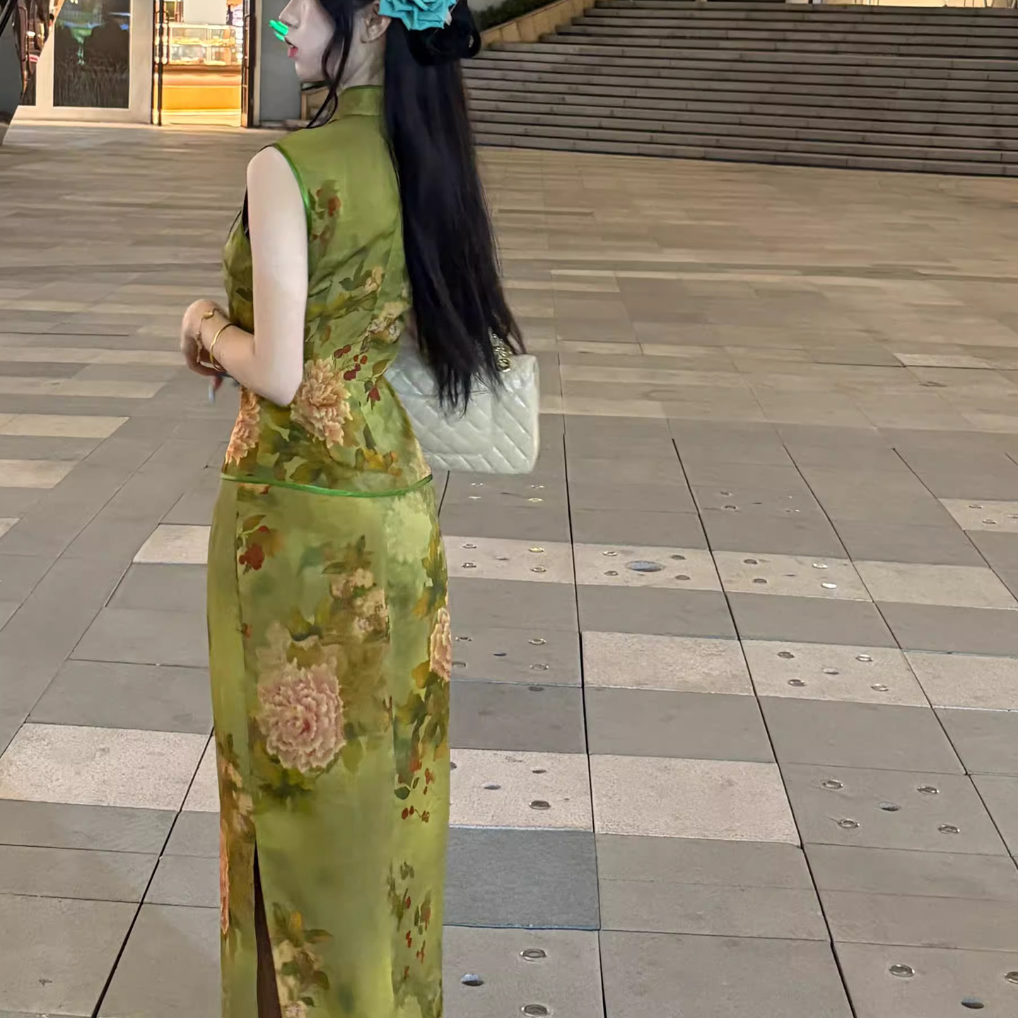 显瘦中国风新中式旗袍两件套槐夏