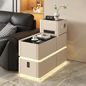 轻奢智能沙发边柜家用客厅实木多功能茶几现代简约置物落地侧边柜