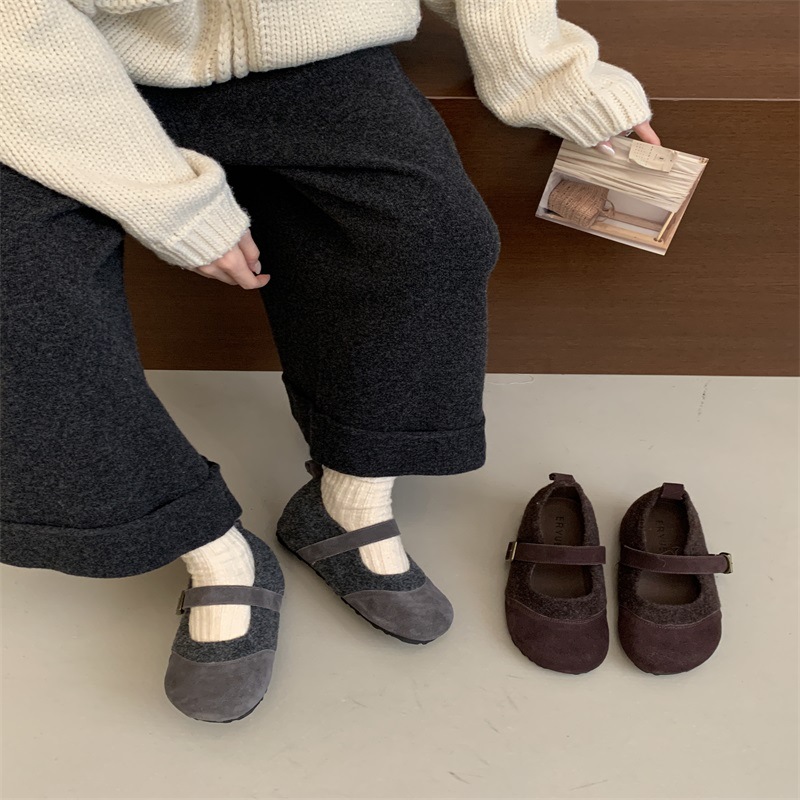 法式复古浅口单鞋女2025秋新款圆头配裙子百搭平底玛丽珍鞋