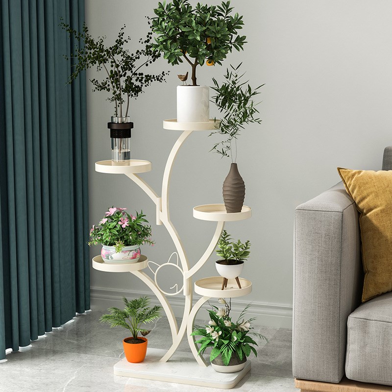 轻奢多层花架子客厅落地式置物架阳台带轮移动铁艺花W盆植物摆放