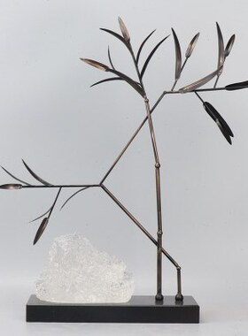 书房竹子客厅茶几玄关摆件铁艺禅意新中式室内酒店饰品软装茶室